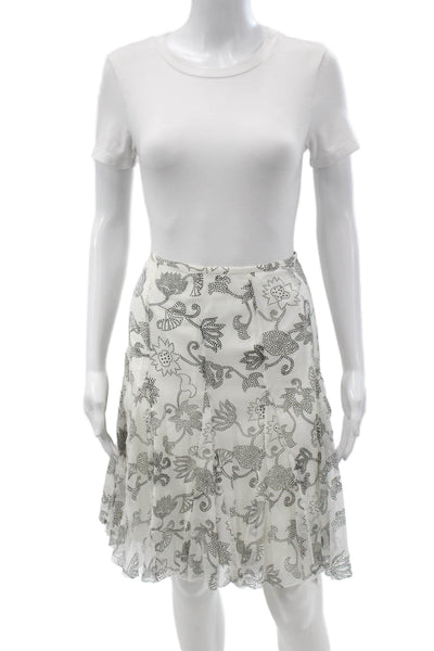 Armani Collezioni Women A-Line Silk Floral Skirt White Size 6