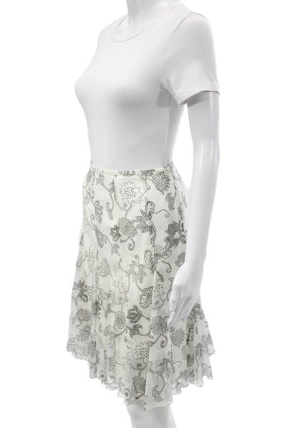 Armani Collezioni Women A-Line Silk Floral Skirt White Size 6