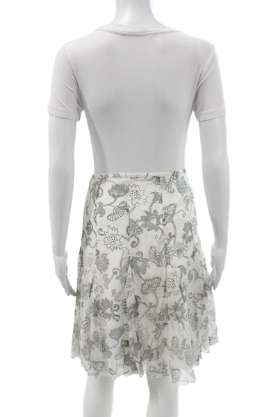 Armani Collezioni Women A-Line Silk Floral Skirt White Size 6