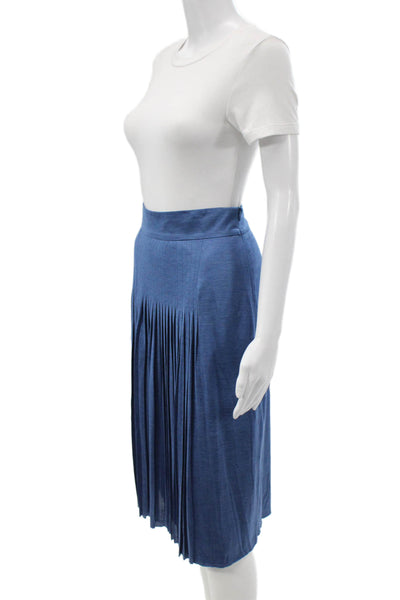 Akris Women Pleated Skirt Blue Silk Size 8