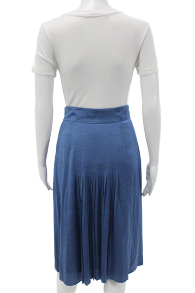 Akris Women Pleated Skirt Blue Silk Size 8