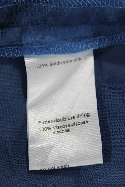 Akris Women Pleated Skirt Blue Silk Size 8