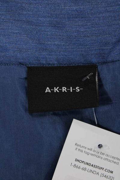 Akris Women Pleated Skirt Blue Silk Size 8