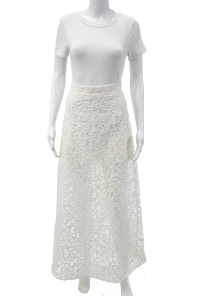 Alexis Womens Maxi Skirt White Floral Nylon Size XS
