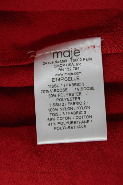 Maje Womens Red V-Neck Sleeveless Camisole Size 1
