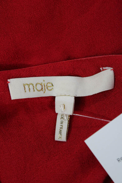 Maje Womens Red V-Neck Sleeveless Camisole Size 1