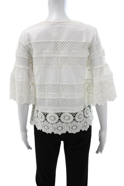 Alexis Womens Bohemian V-Neck Long Sleeve Cotton Blouse Size XS