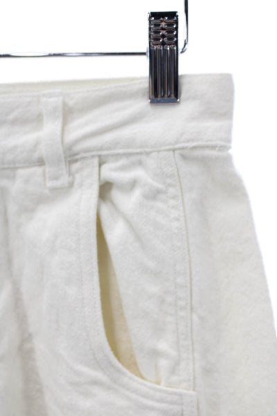 Zara Women Chino Pants White Denim Mid Rise Button Size M