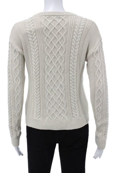 J Crew Women Pullover Sweater Beige 100% Cotton Crew Neck Long Sleeve Size XS