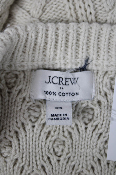 J Crew Women Pullover Sweater Beige 100% Cotton Crew Neck Long Sleeve Size XS