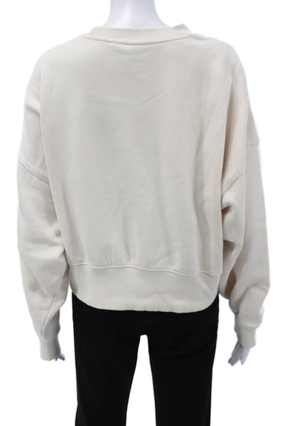 Adidas Womens Pullover Sweatshirt Beige Crew Neck Long Sleeve Designer Size XS