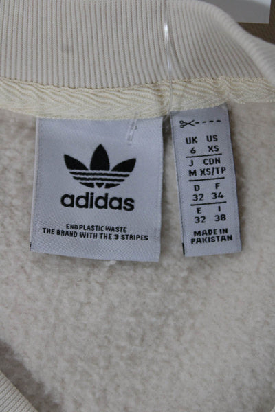 Adidas Womens Pullover Sweatshirt Beige Crew Neck Long Sleeve Designer Size XS