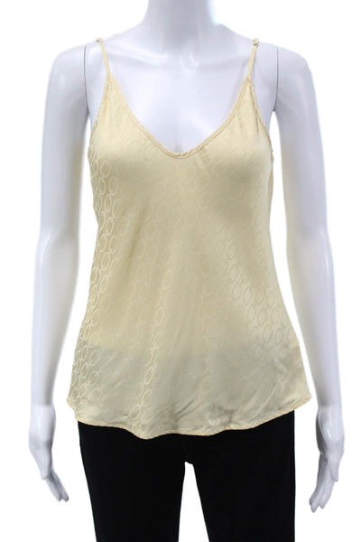 L'Agence Women Camisole Beige V-Neck Geometric Viscose Sleeveless Size XS