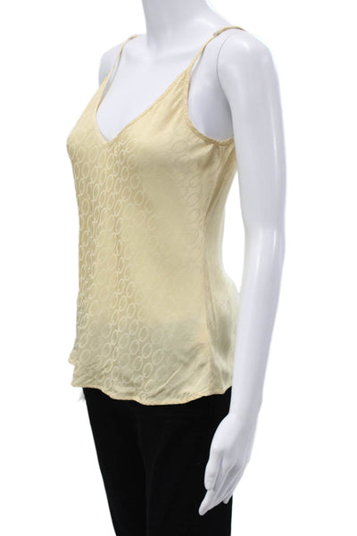 L'Agence Women Camisole Beige V-Neck Geometric Viscose Sleeveless Size XS