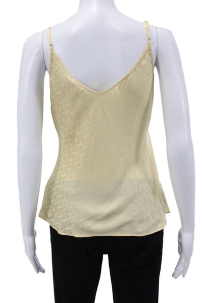 L'Agence Women Camisole Beige V-Neck Geometric Viscose Sleeveless Size XS