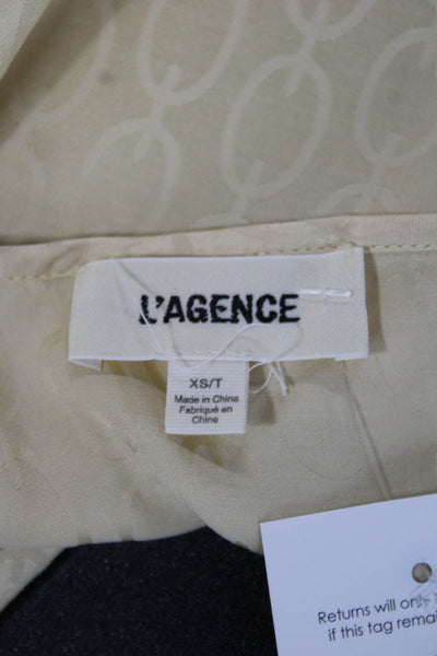L'Agence Women Camisole Beige V-Neck Geometric Viscose Sleeveless Size XS