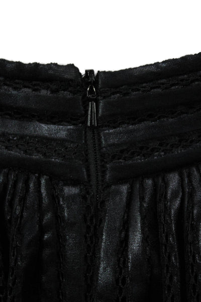 Maje Women A-Line Pleated Midi Skirt Black Polyurethane Blend Size 3