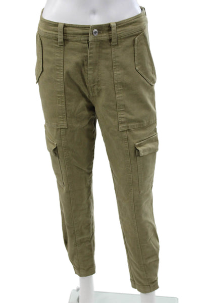 Derek Lam 10 Crosby Unisex Cropped Cargo Pants Green Button Size 25