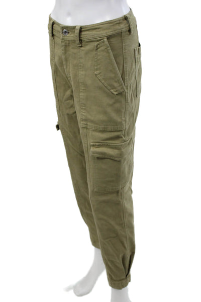 Derek Lam 10 Crosby Unisex Cropped Cargo Pants Green Button Size 25