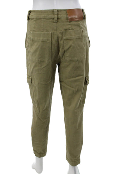 Derek Lam 10 Crosby Unisex Cropped Cargo Pants Green Button Size 25