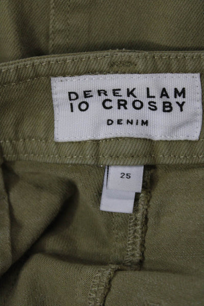 Derek Lam 10 Crosby Unisex Cropped Cargo Pants Green Button Size 25