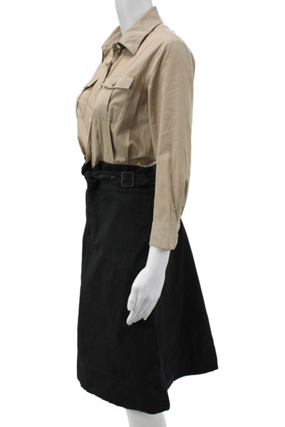 Paule Ka Unisex Dress Beige Collared Long Sleeve Knee-Length Size 38