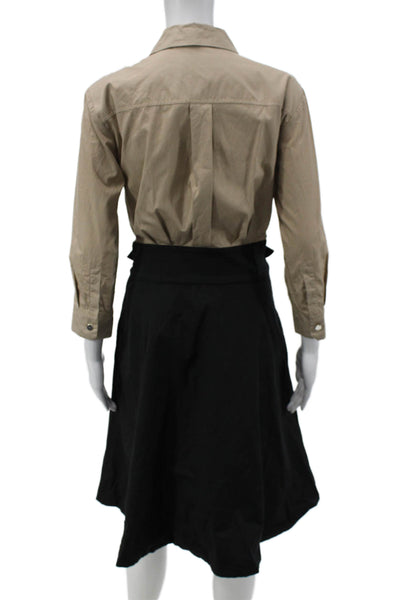 Paule Ka Unisex Dress Beige Collared Long Sleeve Knee-Length Size 38