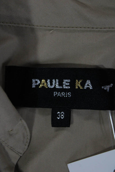 Paule Ka Unisex Dress Beige Collared Long Sleeve Knee-Length Size 38