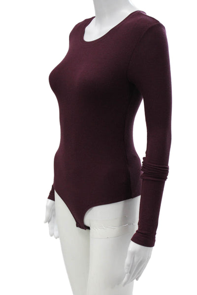 ATM Women Purple Basic Long Sleeve Top 96% Micromodal Size S