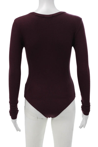 ATM Women Purple Basic Long Sleeve Top 96% Micromodal Size S