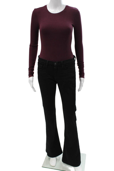 ATM Women Purple Basic Long Sleeve Top 96% Micromodal Size S