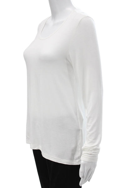 Tory Sport Women White Modal Blend Basic Long Sleeve Round Neck T-Shirt Size XS