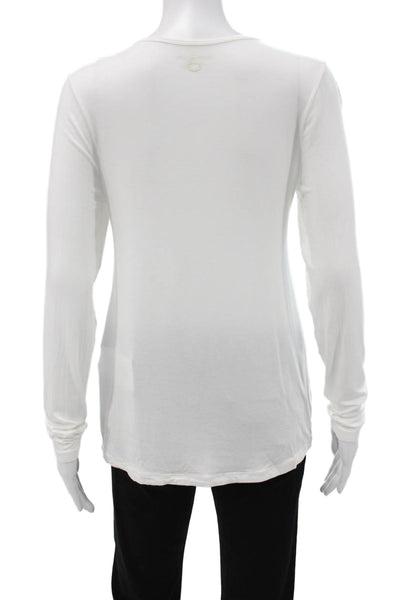 Tory Sport Women White Modal Blend Basic Long Sleeve Round Neck T-Shirt Size XS
