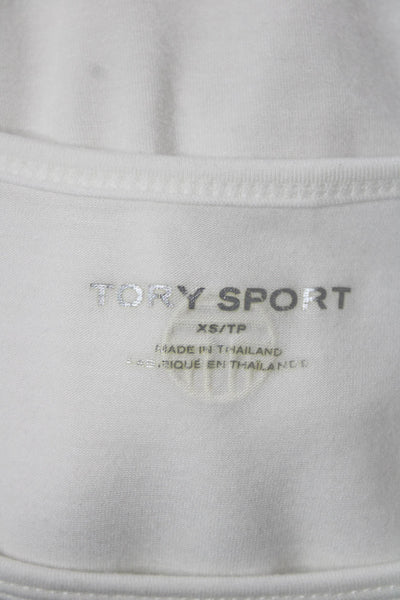 Tory Sport Women White Modal Blend Basic Long Sleeve Round Neck T-Shirt Size XS