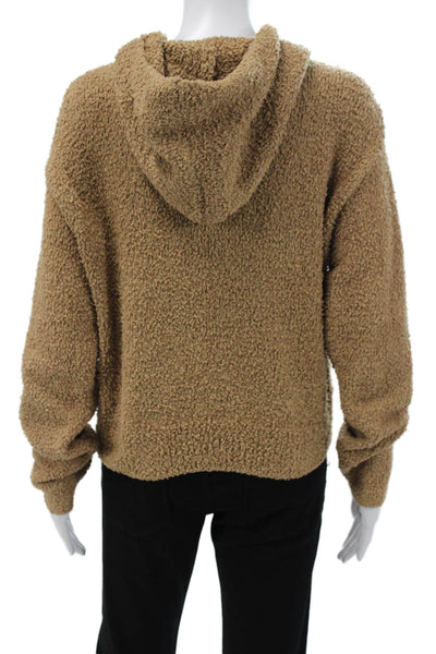 Skims Women Full-Zip Hoodie Tan V-Neck Long Sleeve Size S