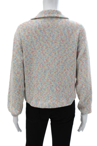 Saylor Unisex Collared Zip Long Sleeve Pullover Multi Color Polyester Size S