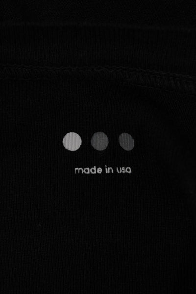 Three Dots Womens Black V-Neck Long Sleeve Basic T-Shirt Cotton Modal Size S