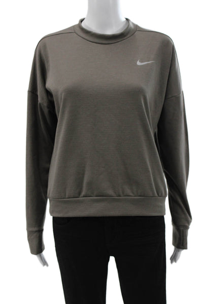 Nike Womens Pullover Sweatshirt Dark Gray Crew Neck Long Sleeve Size S