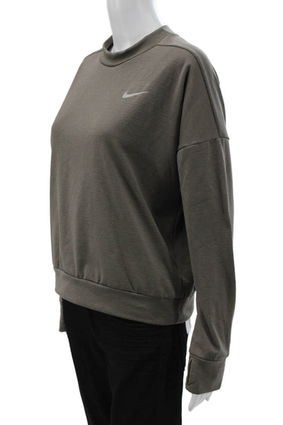 Nike Womens Pullover Sweatshirt Dark Gray Crew Neck Long Sleeve Size S