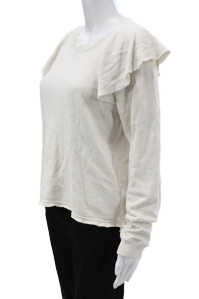 Something Navy Womens Pullover Sweatshirt White Cotton Crew Neck Size S