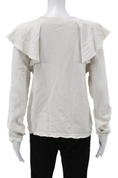 Something Navy Womens Pullover Sweatshirt White Cotton Crew Neck Size S