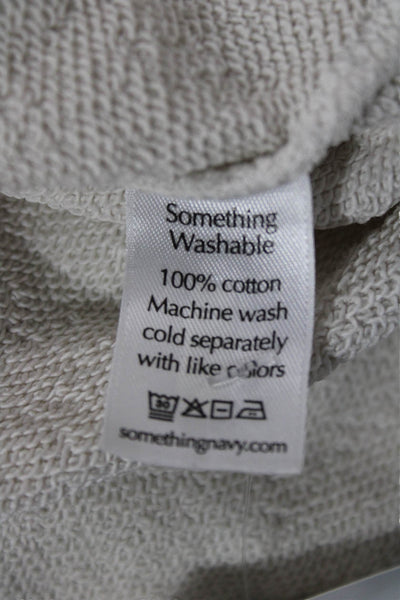 Something Navy Womens Pullover Sweatshirt White Cotton Crew Neck Size S
