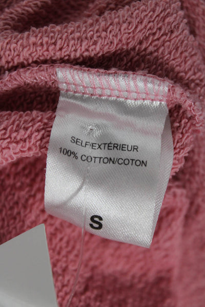 Love Shack Fancy Women Pullover Sweatshirt Pink Cotton Long Sleeve Size S