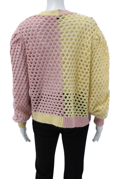 Zara Unisex Cardigan Pink V-Neck Button Long Sleeve 80s Alpaca Blend Size S