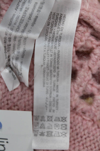 Zara Unisex Cardigan Pink V-Neck Button Long Sleeve 80s Alpaca Blend Size S