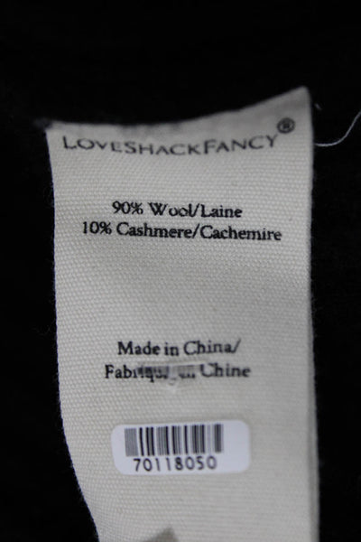 Love Shack Fancy Unisex Cardigan Black Wool Cashmere V Neck Long Sleeve Size S