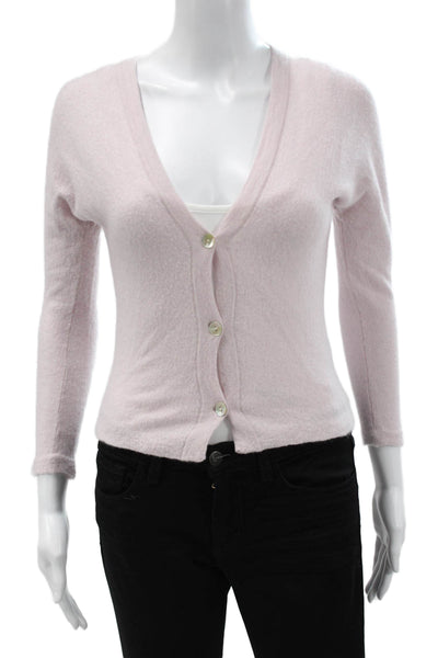 Vince Womens Cardigan 100% Cashmere V-Neck Button Solid Pink Size 2XS