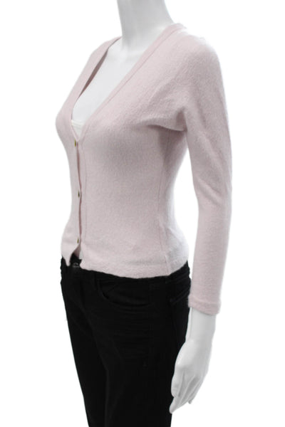 Vince Womens Cardigan 100% Cashmere V-Neck Button Solid Pink Size 2XS