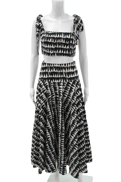 Zara Womens Heart Print Tank Top Maxi Skirt Set White Black Size Extra Small