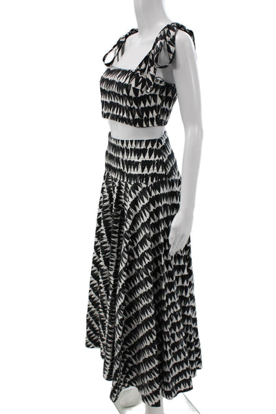 Zara Womens Heart Print Tank Top Maxi Skirt Set White Black Size Extra Small